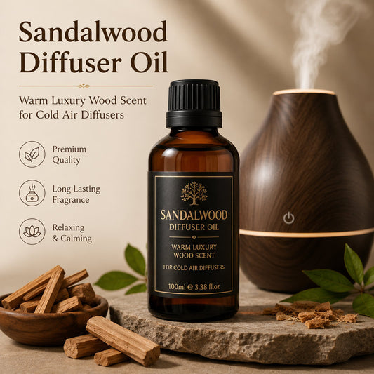 Sandalwood Diffuser Oil – Warm Luxury Wood Scent for Cold Air Diffusers
