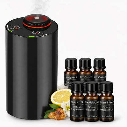 Luxury Scent Diffuser Starter Kit – Wateless Diffuser + 6 Fragrance Oils