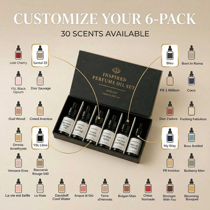 Luxury Inspired By Designer Perfume Oil Kit - 6 Premium Scents (10ml Each) - Free Shipping