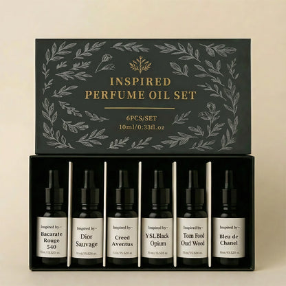 Luxury Inspired By Designer Perfume Oil Kit - 6 Premium Scents (10ml Each) - Free Shipping