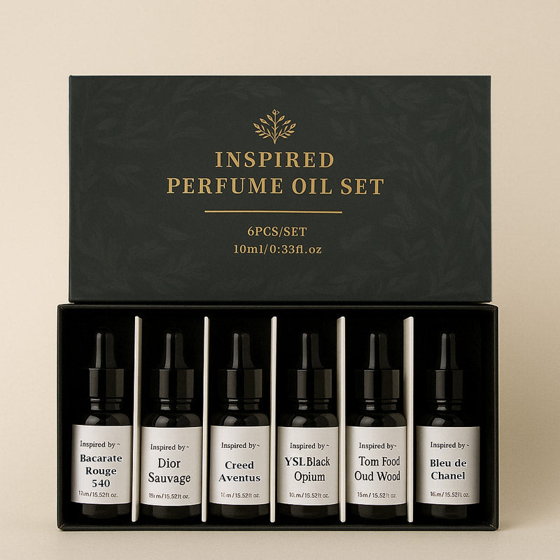 Luxury Inspired By Designer Perfume Oil Kit - 6 Premium Scents (10ml Each) - Free Shipping