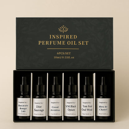 Luxury Inspired By Designer Perfume Oil Kit - 6 Premium Scents (10ml Each) - Free Shipping
