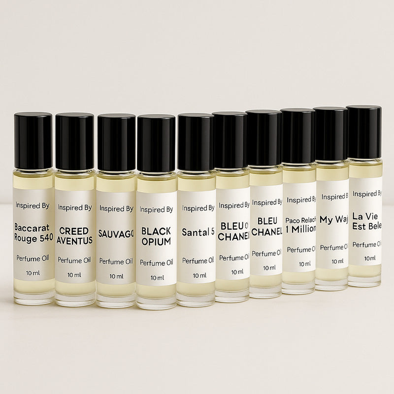 10x10ml Roll-On Perfume Oil Set – Inspired by Top Designer Fragrances | Premium Fragrance Oil Bulk Supplier