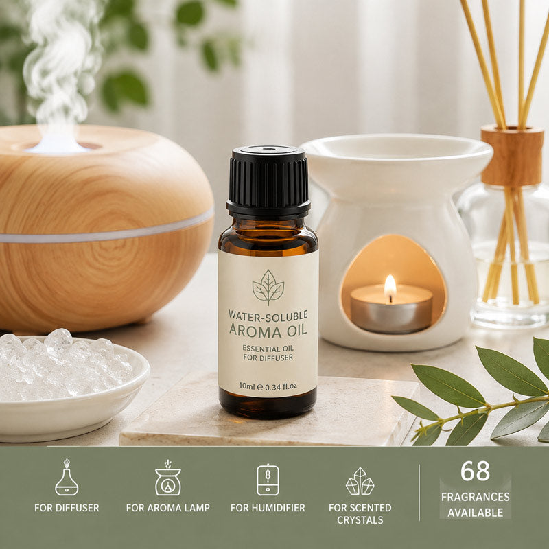 Water-Soluble Aroma Oil – 10ml | Essential Oil for Diffuser, Aroma Lamp, Humidifier & Scented Crystals | 68 Fragrances Available